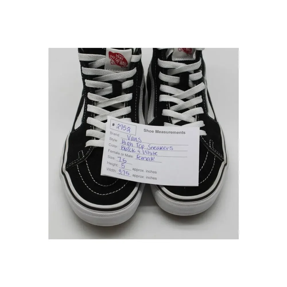 Vans Black & White Streetwear Skater Casual Suede Canvas High Top Sneakers 7.5
